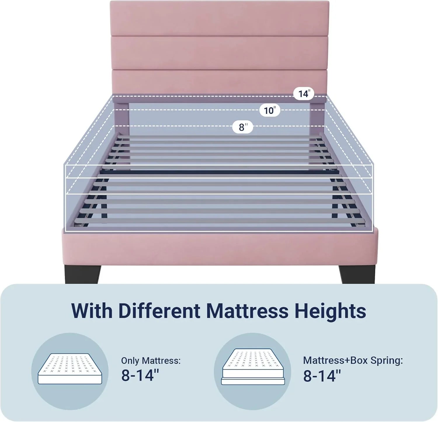 Cadre de lit plateforme Allewie Queen Size avec tête de lit rembourrée en tissu et support à lattes en bois, sommier entièrement rembourré (pas besoin de sommier)