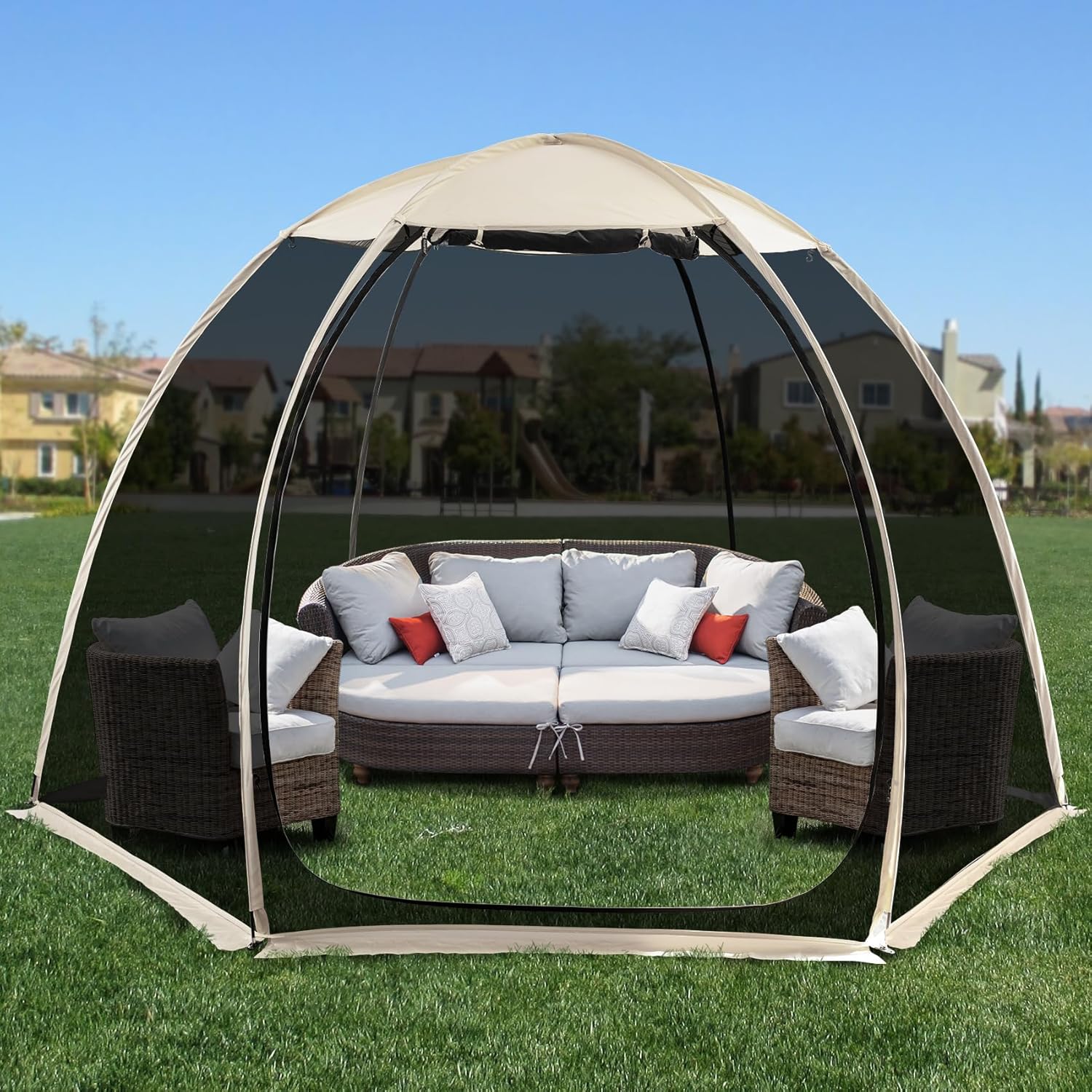 Gazebo Alvantor Screen House, tente à auvent abri igloo escamotable pour 6-10-15 personnes