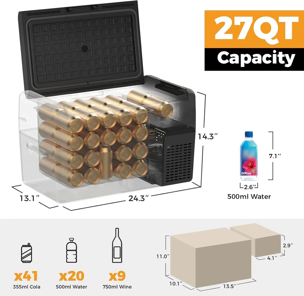 Réfrigérateur portable 12 V 21 litres, autonomie de 50 heures, glacière électrique pour voiture