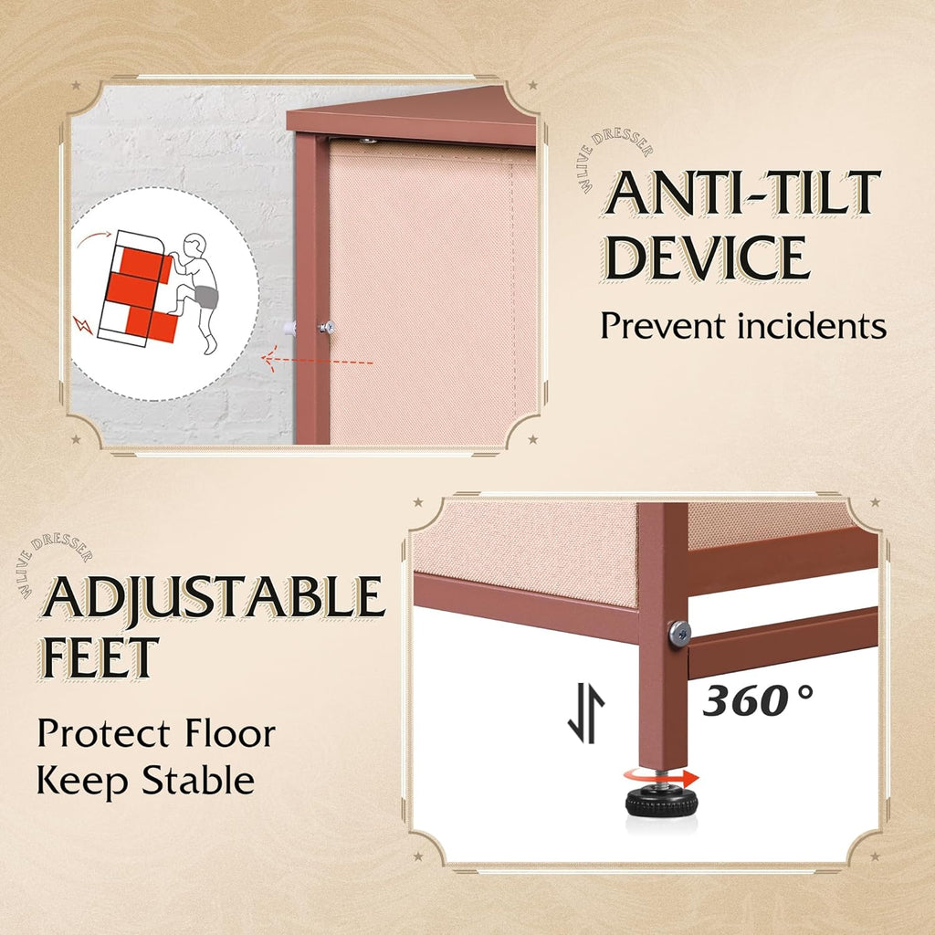 Unité de rangement avec 11 bacs en tissu, tiroirs de rangement avec cadre en acier, grande tour de rangement