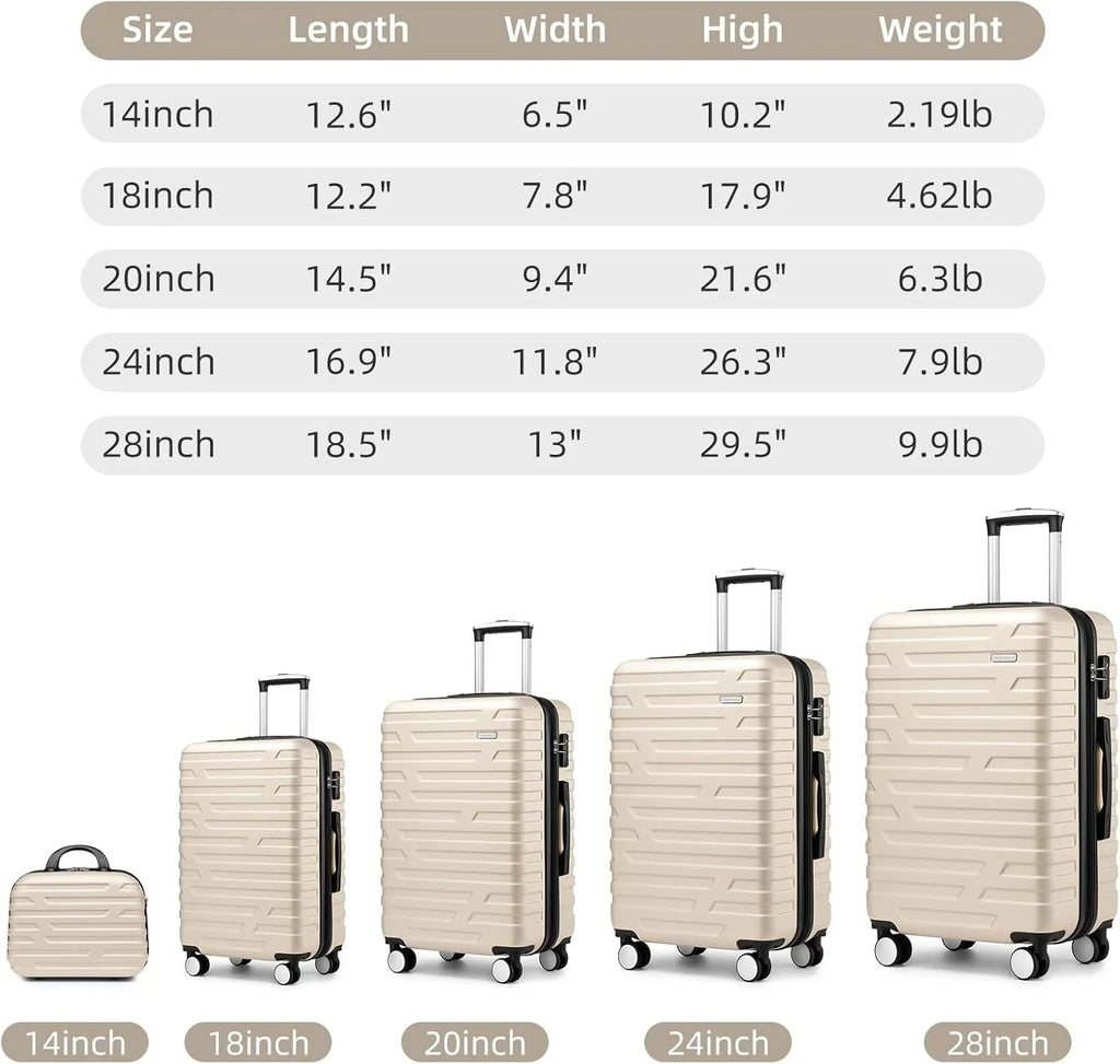 Ensemble de bagages à main légers et extensibles à coque rigide de 6 pièces
