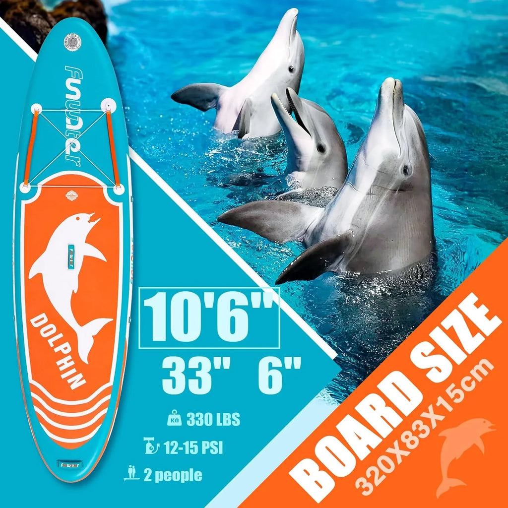 Planche de stand up paddle gonflable FunWater avec accessoires de pagaie SUP haut de gamme, pont EVA antidérapant, pagaie 11'/10'6'