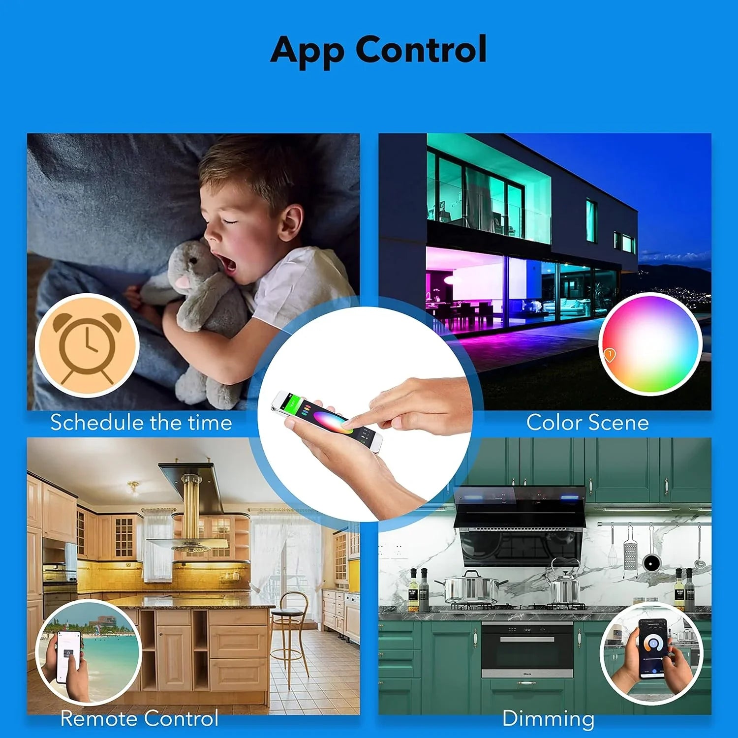 Bande lumineuse intelligente sous meuble, blanche et à intensité variable