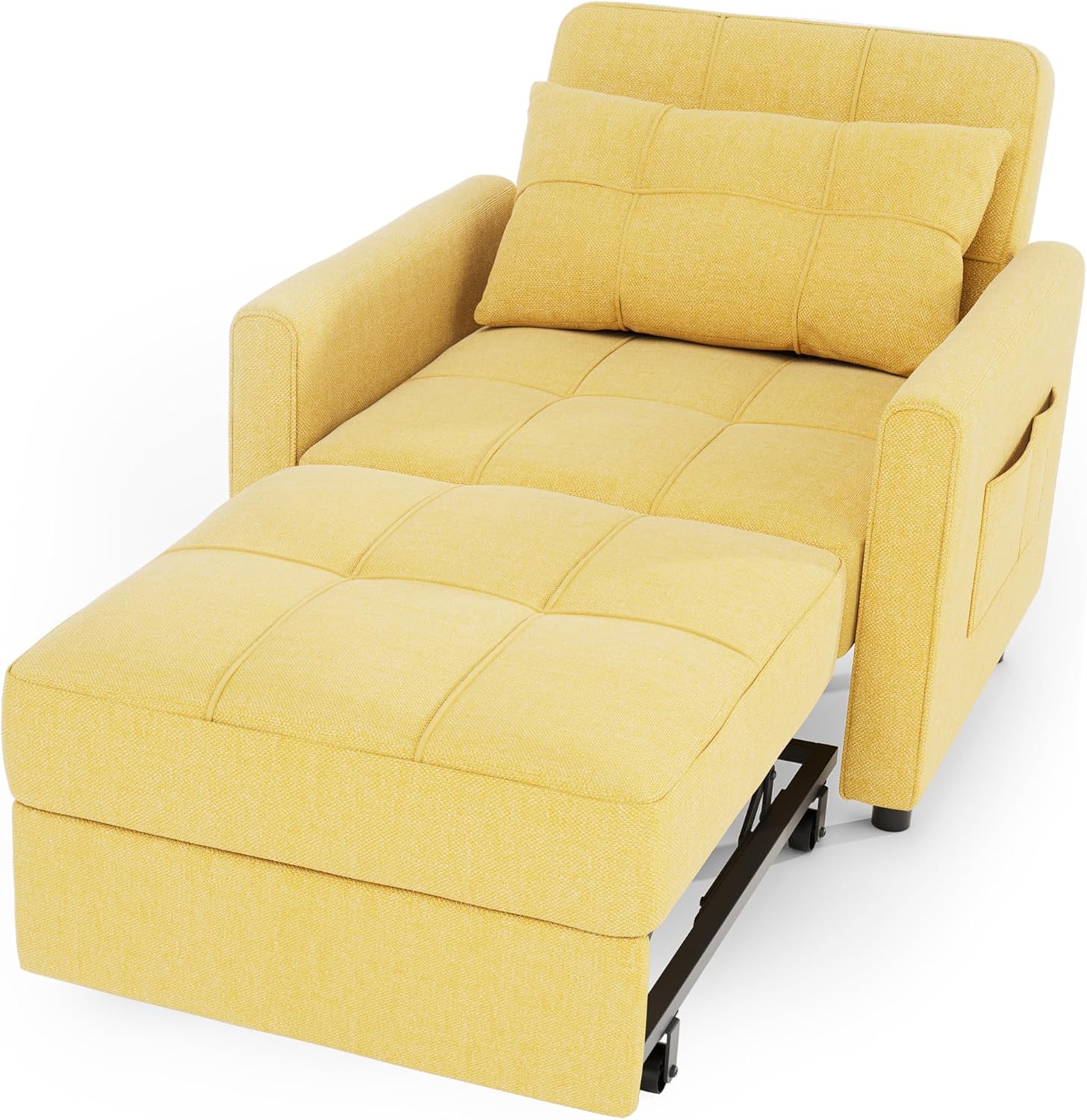 Canapé-lit convertible 3 en 1, convertible en lit simple gigogne avec dossier réglable, spacieux et multifonctionnel