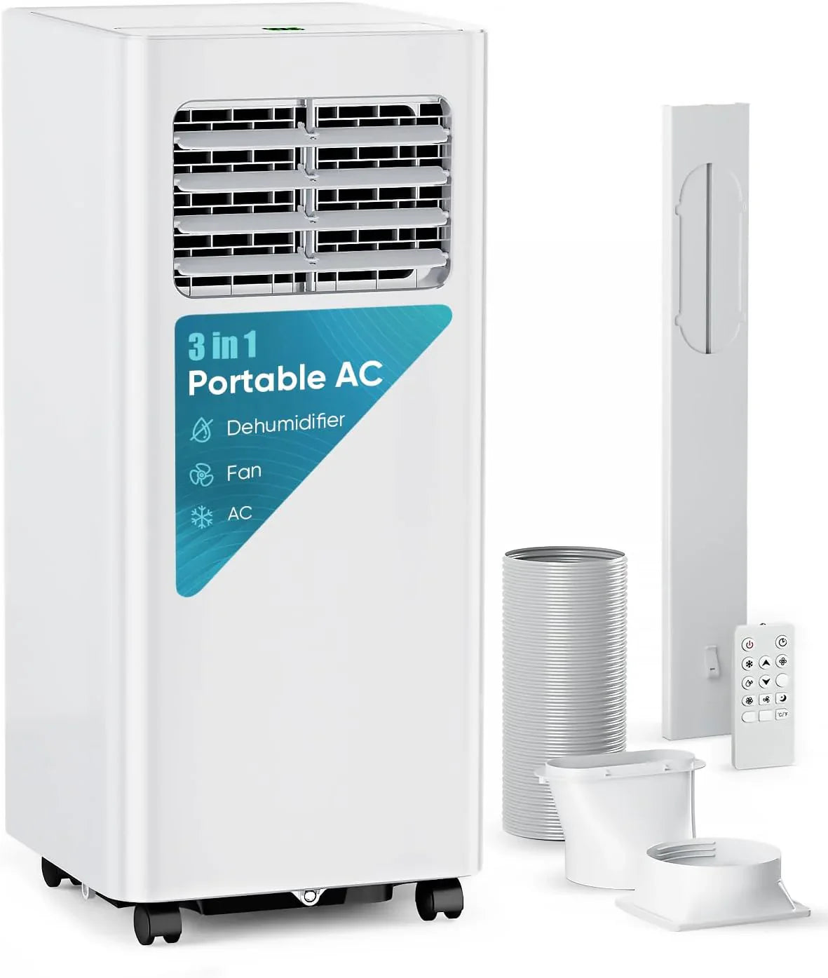 Climatiseur portatif 8 000 BTU - Unité de climatisation 3 en 1 avec télécommande, refroidissement ultra-silencieux pour pièces jusqu'à 350 pi², minuterie 24 h, mode veille