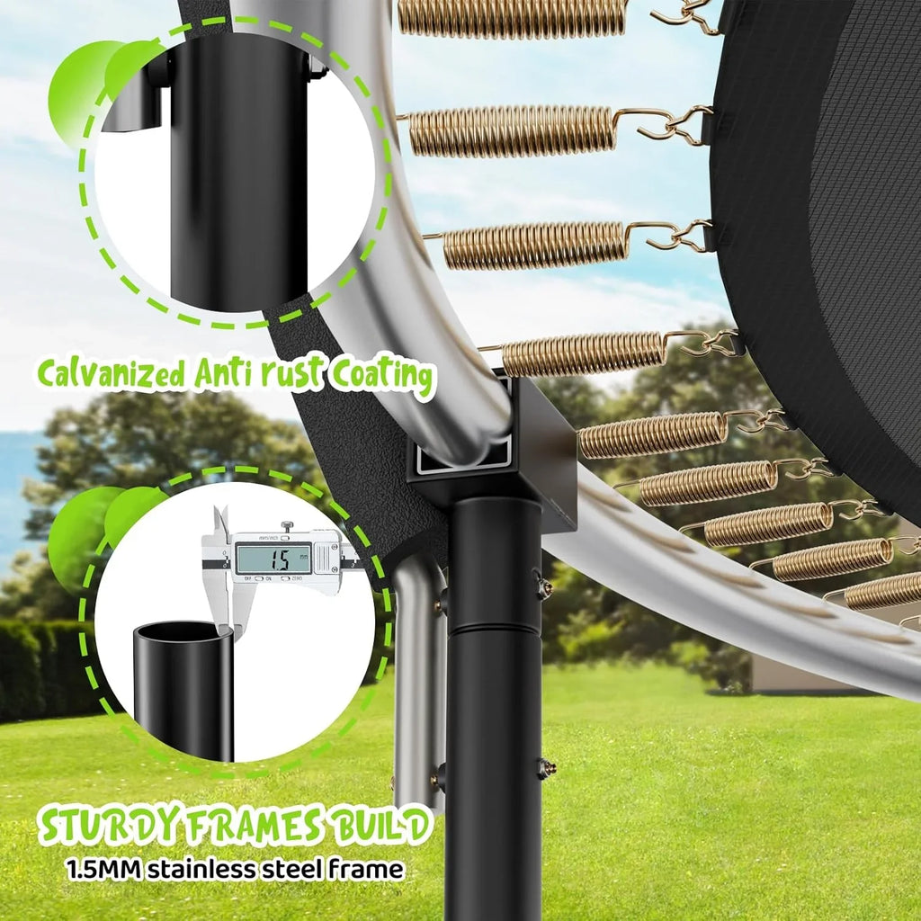 Trampoline récréatif Gigu de 10 pieds, 12 pieds et 14 pieds avec clôture et échelle, revêtement antirouille