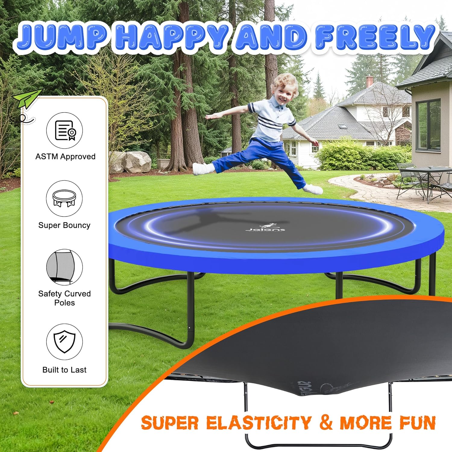Trampoline Trampoline de loisirs avec filet de clôture et échelle, trampoline d'extérieur antirouille pour enfants et adultes