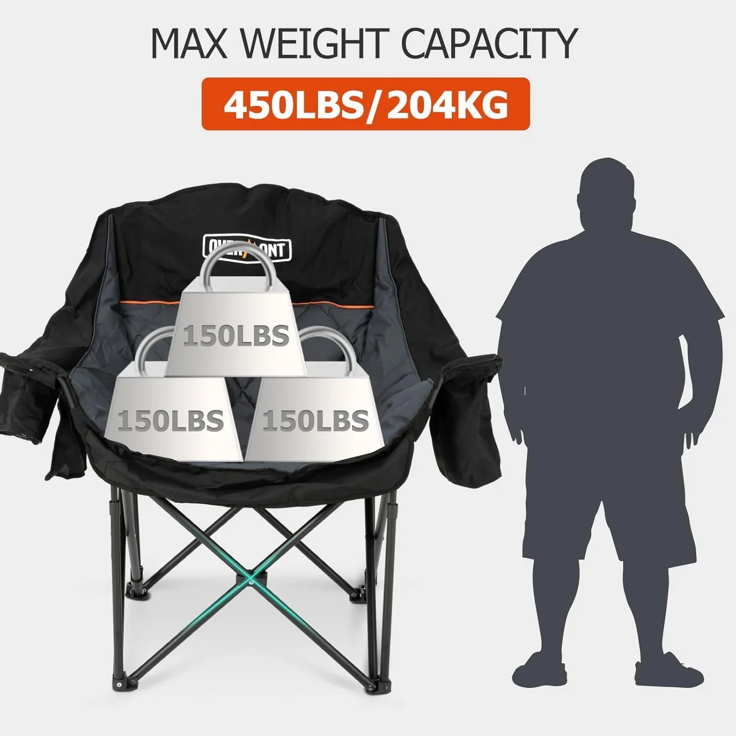 Chaise de camping double extra large - Canapé confortable pour 2 personnes, causeuse pour adulte - Chaise de jardin robuste