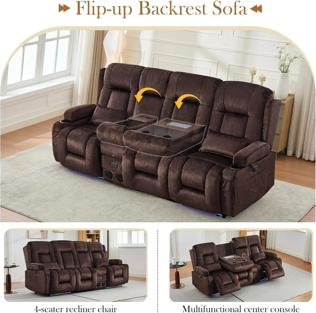 Canapé inclinable électrique TUNYI avec fonctions massage et chauffage, siège home cinéma avec console, canapé inclinable électrique pour camping-car