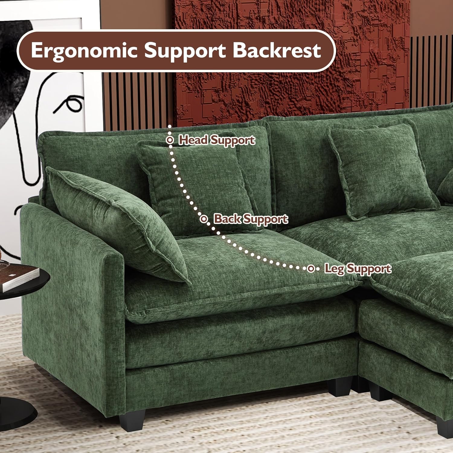 Canapé modulaire moderne en forme de U de 146 pouces d'ihanherry