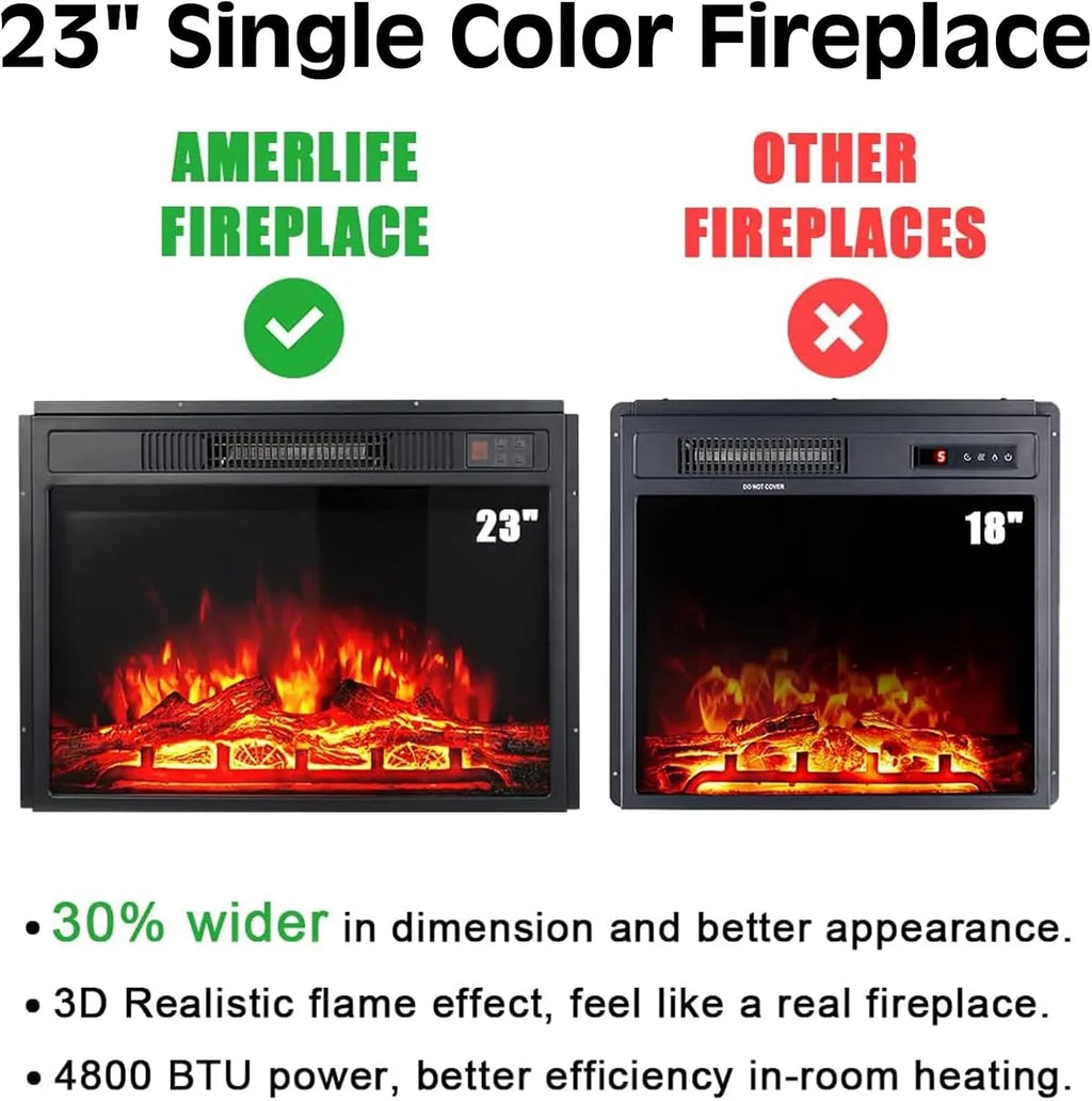 Meuble TV avec cheminée AMERLIFE et portes coulissantes style grange, compatible avec les téléviseurs jusqu'à 73 pouces, centre de divertissement avec cheminée de style ferme