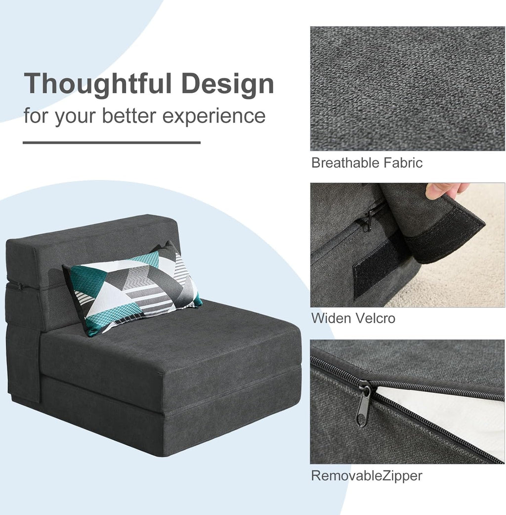 Canapé-lit gigogne de 60 pouces, canapé en mousse à mémoire de forme avec 2 oreillers, lit futon, lit d'appoint et canapé-lit,