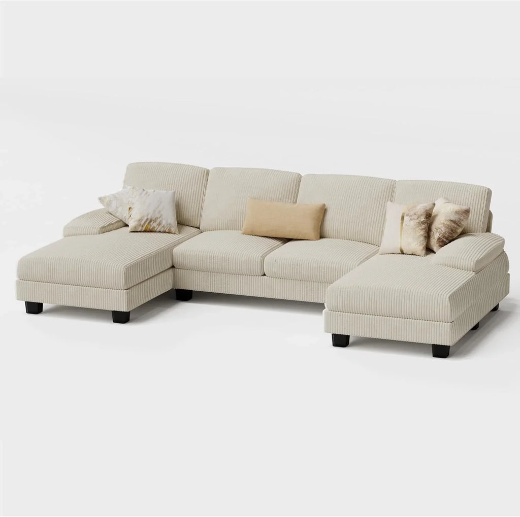 Canapé sectionnel de salon Furmax, canapé en U en lin