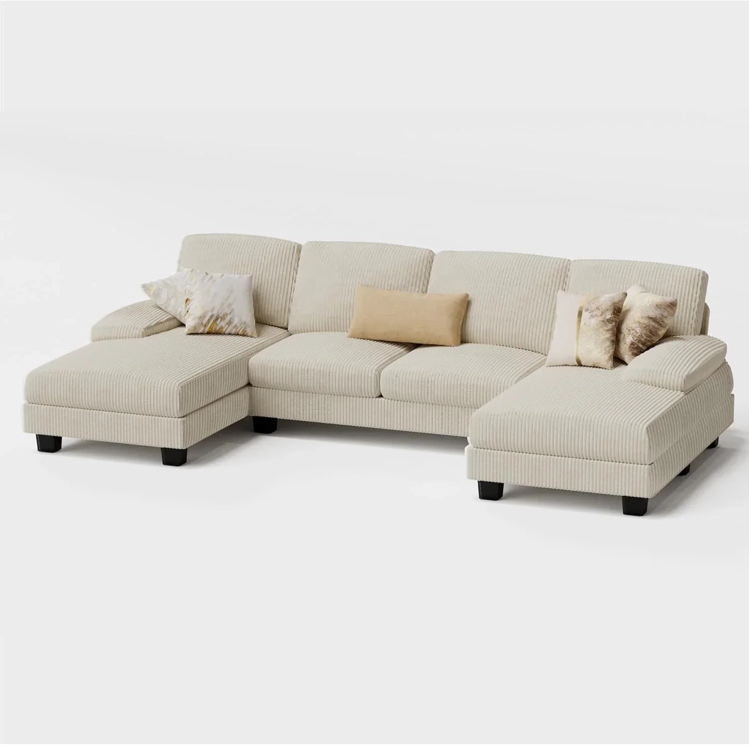 Canapé sectionnel de salon Furmax, canapé en U en lin