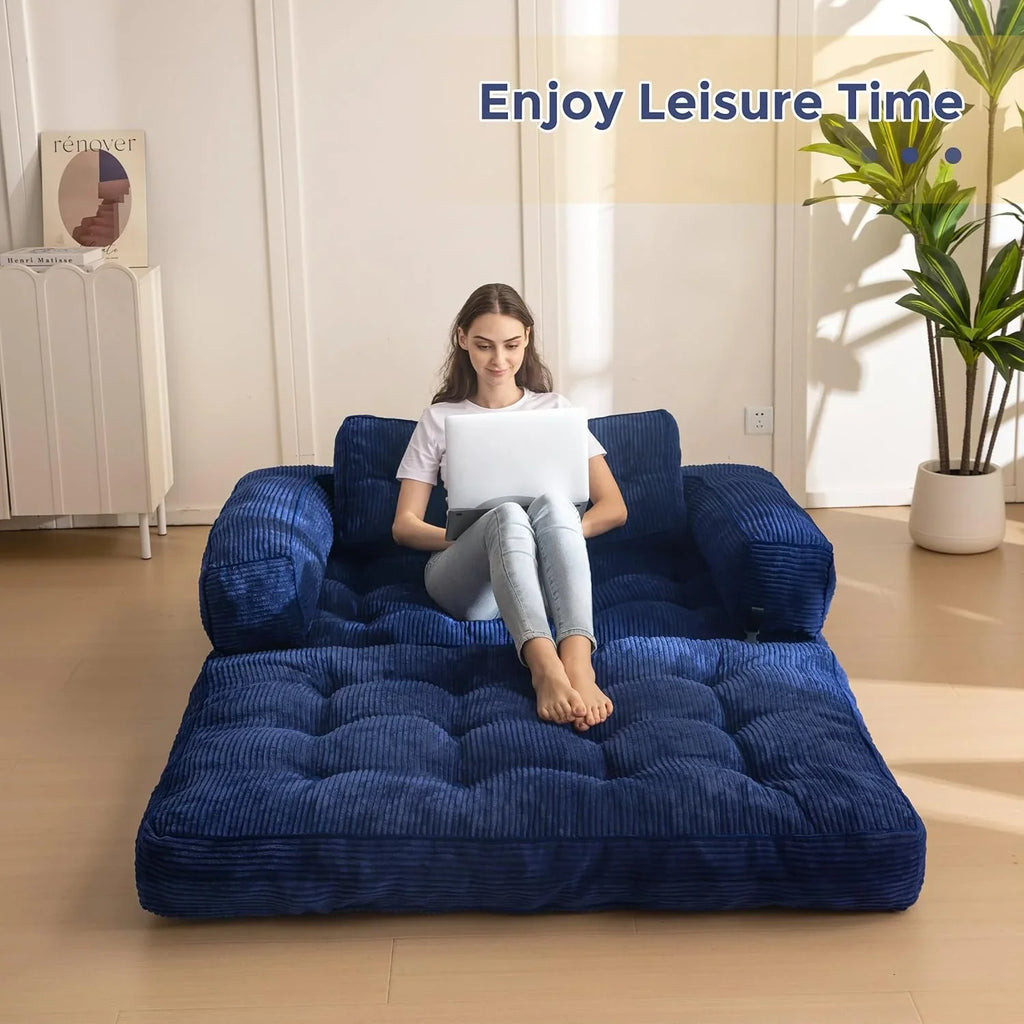 Canapé-lit pliant, canapé-lit convertible en L avec accoudoirs et oreillers