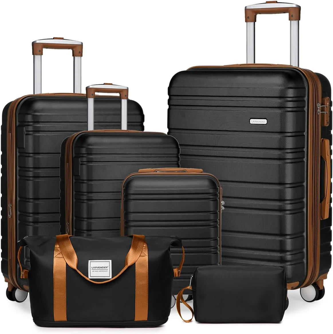 Ensemble de bagages 6 pièces, ensemble de valises rigides extensibles avec roulettes pivotantes, ensemble de bagages à roulettes légers