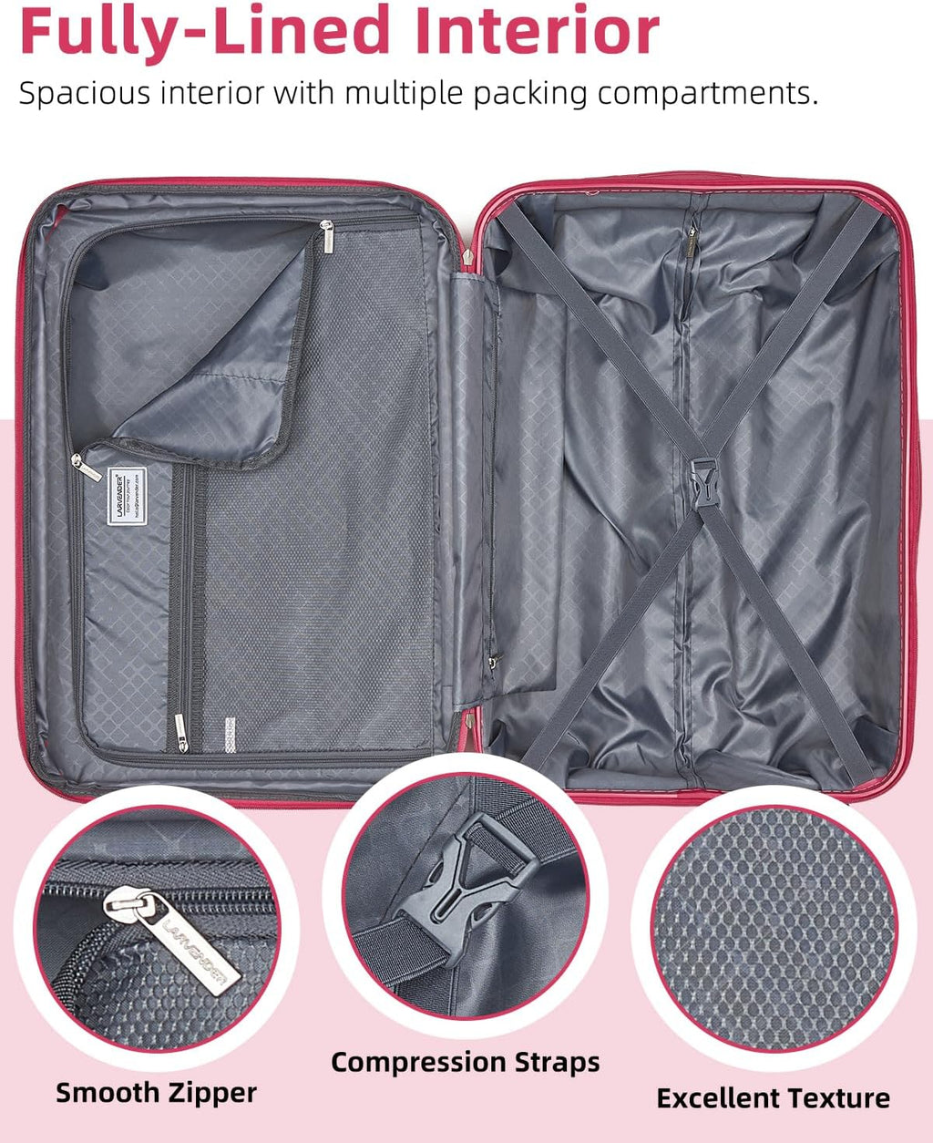 Ensemble de bagages 6 pièces, ensemble de valises rigides extensibles avec roulettes pivotantes, ensemble de bagages à roulettes légers