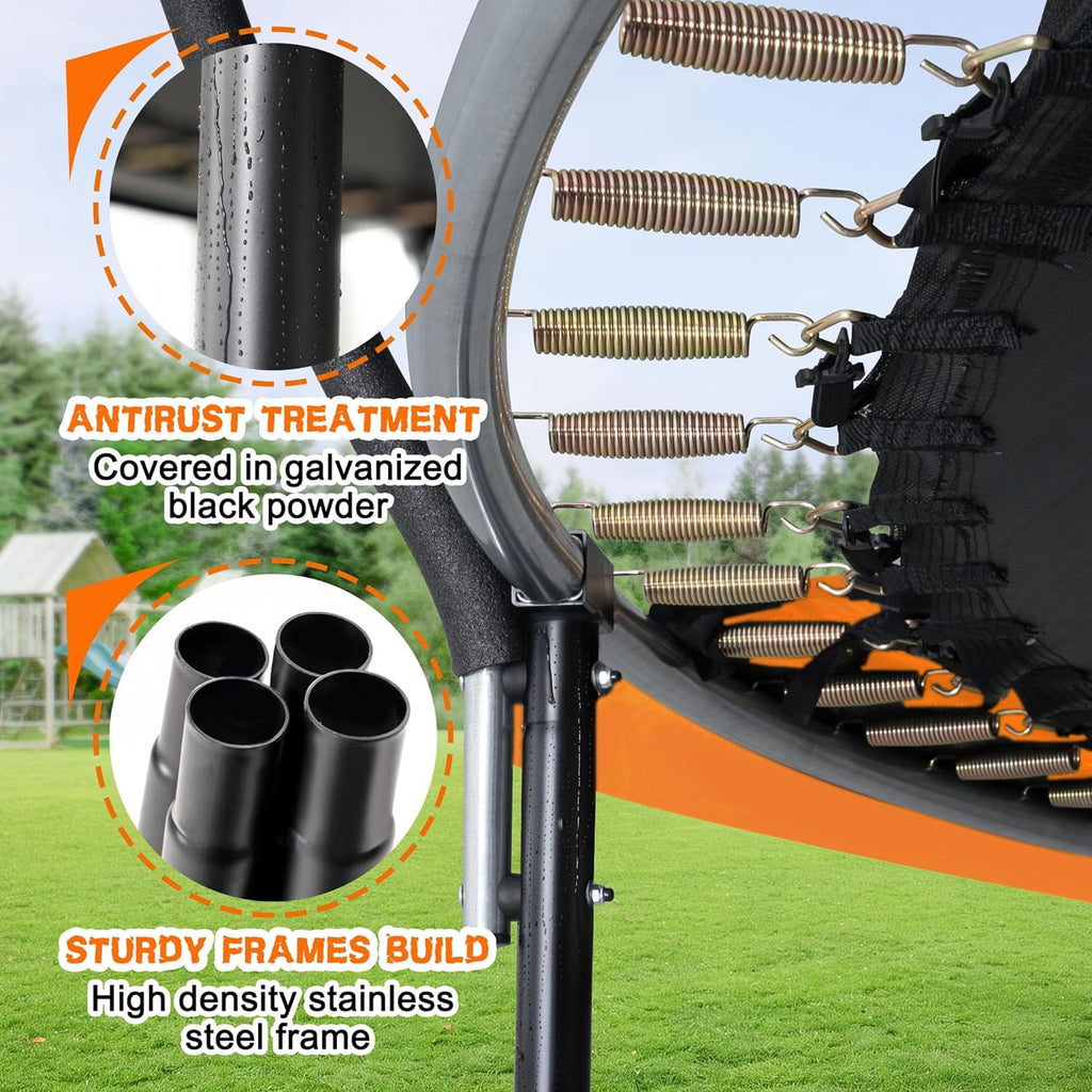 Trampoline Trampoline de loisirs avec filet de clôture et échelle, trampoline d'extérieur antirouille pour enfants et adultes