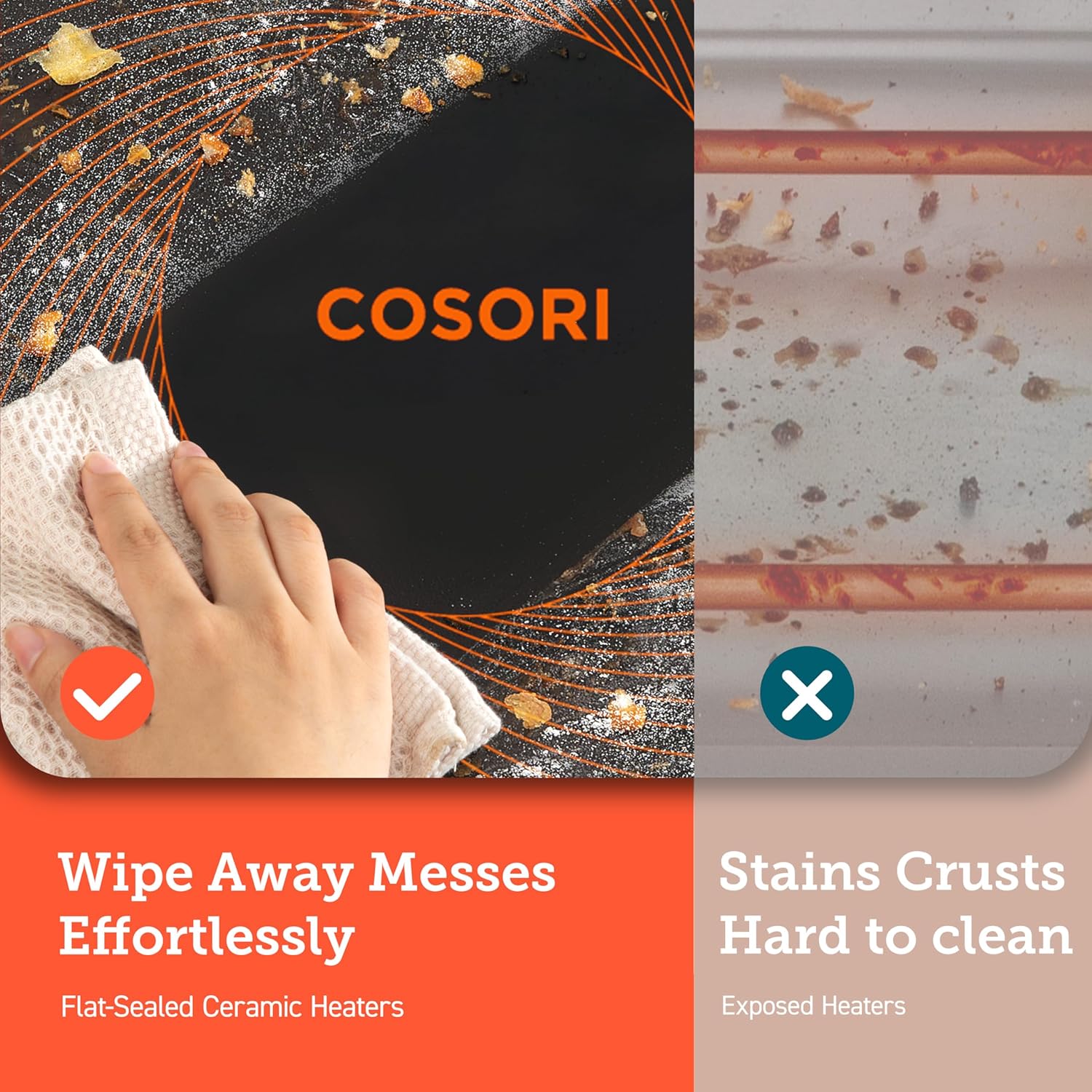 Friteuse à air 11 en 1 COSORI, d'une capacité de 13 litres, combinant grillades, toasts, pâtisseries et réchauffages. Recettes et 6 accessoires inclus.