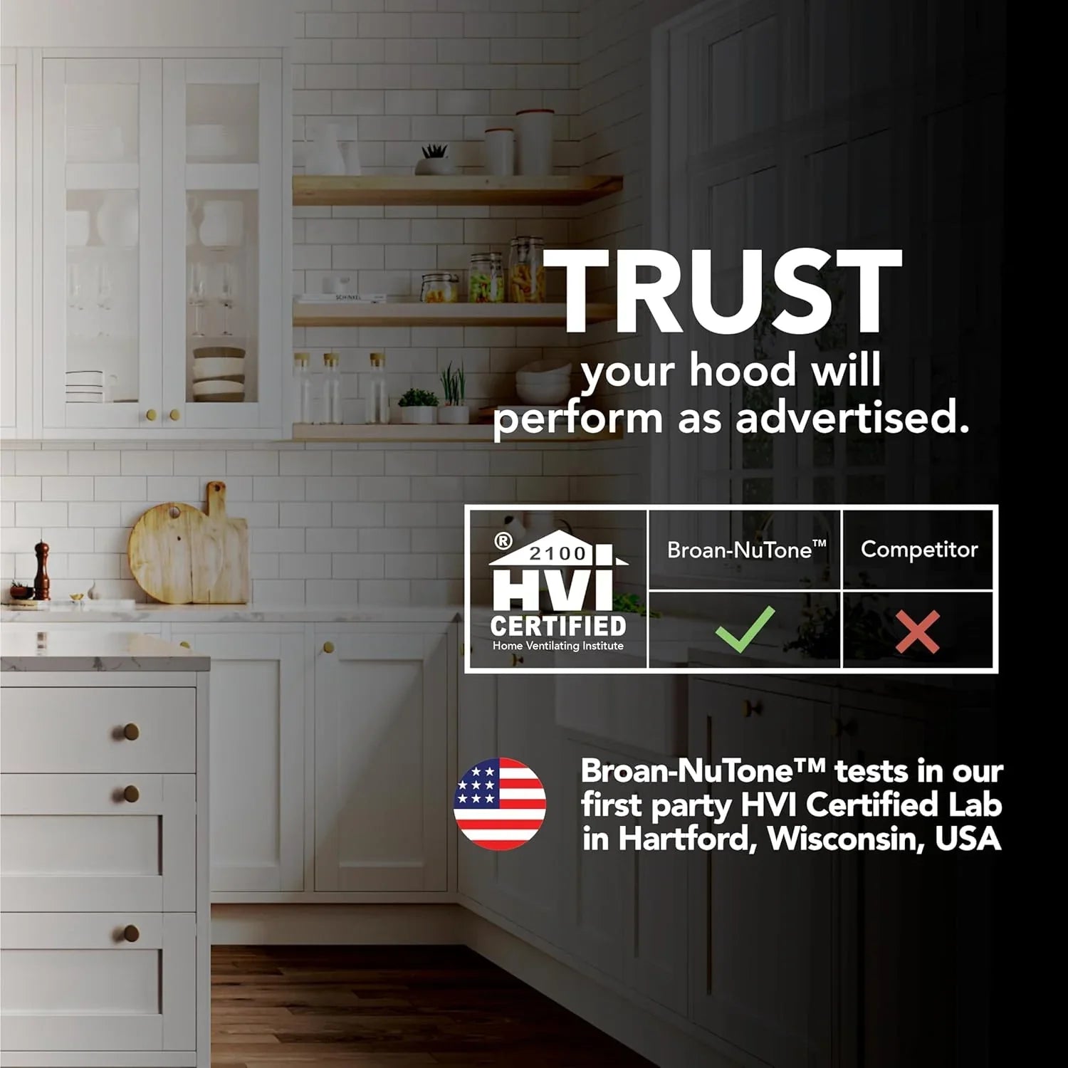 Hotte de cuisinière sous-armoire Broan-NuTone Glacier à trois vitesses avec éclairage DEL, conforme aux normes ADA