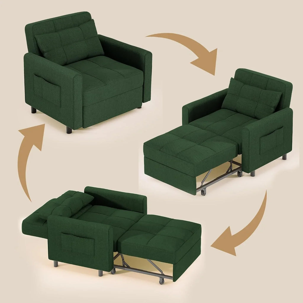 Canapé-lit convertible 3 en 1, convertible en lit simple gigogne avec dossier réglable, spacieux et multifonctionnel