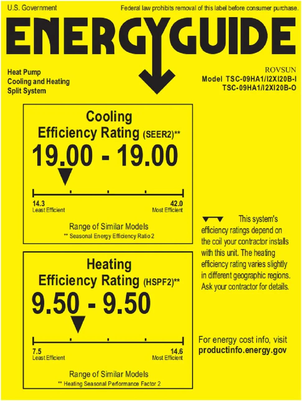 Climatiseur et chauffage mini-split Inverter ROVSUN 9 000 BTU
