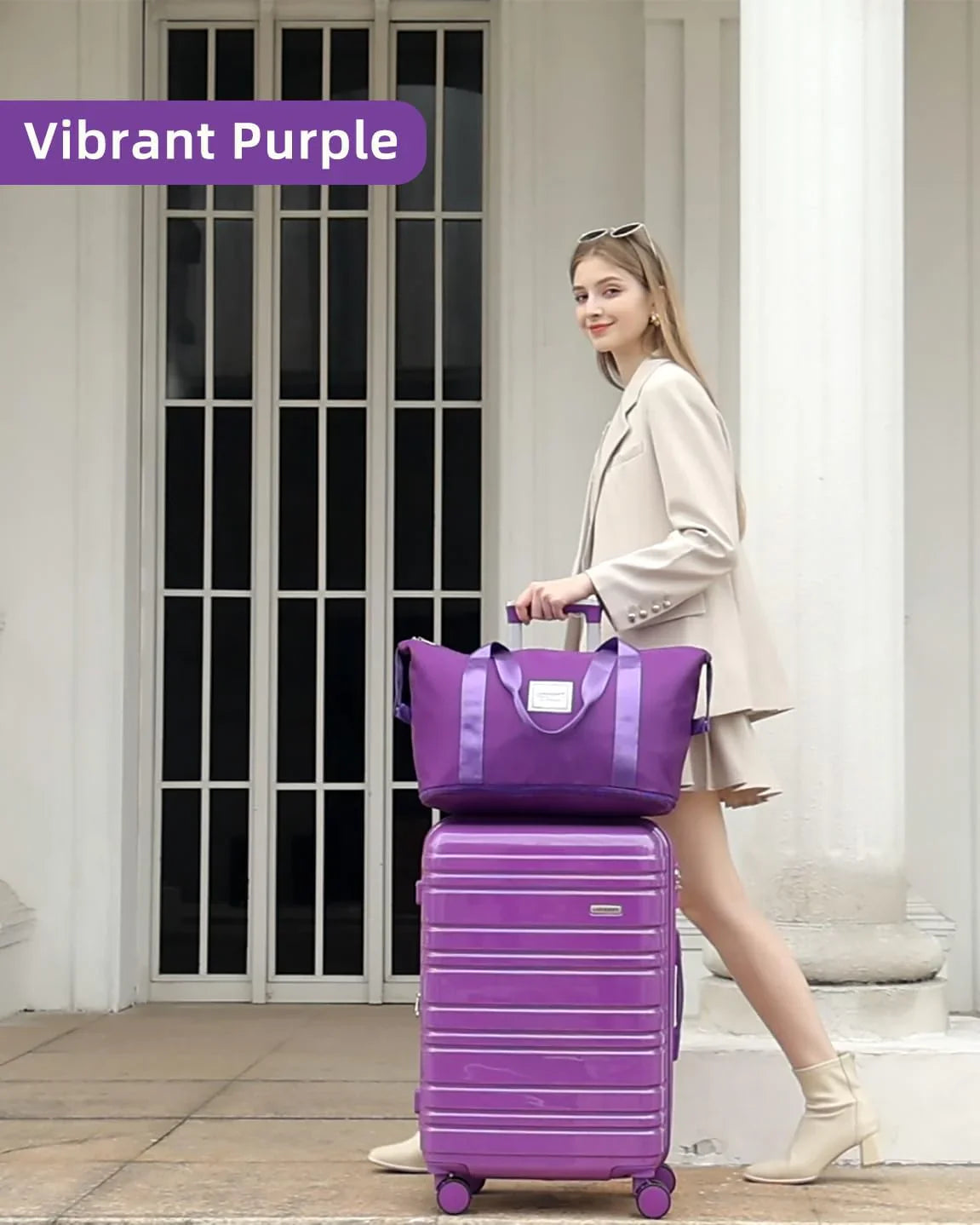 Ensemble de bagages 6 pièces, ensemble de valises rigides extensibles avec roulettes pivotantes, ensemble de bagages à roulettes légers