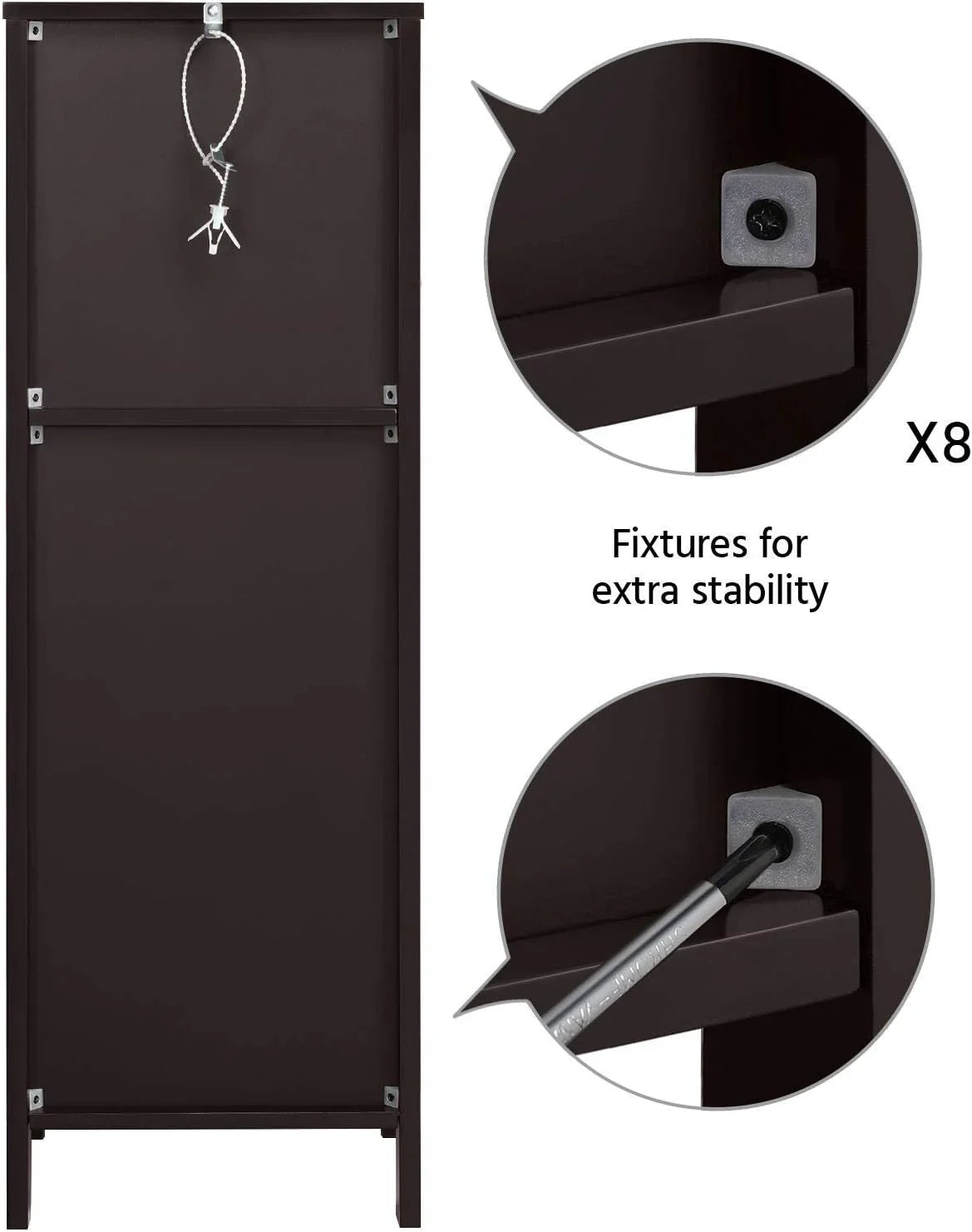 Meuble de salle de bain au sol, meuble de rangement en bois avec 2 tiroirs, support de rangement latéral multifonctionnel