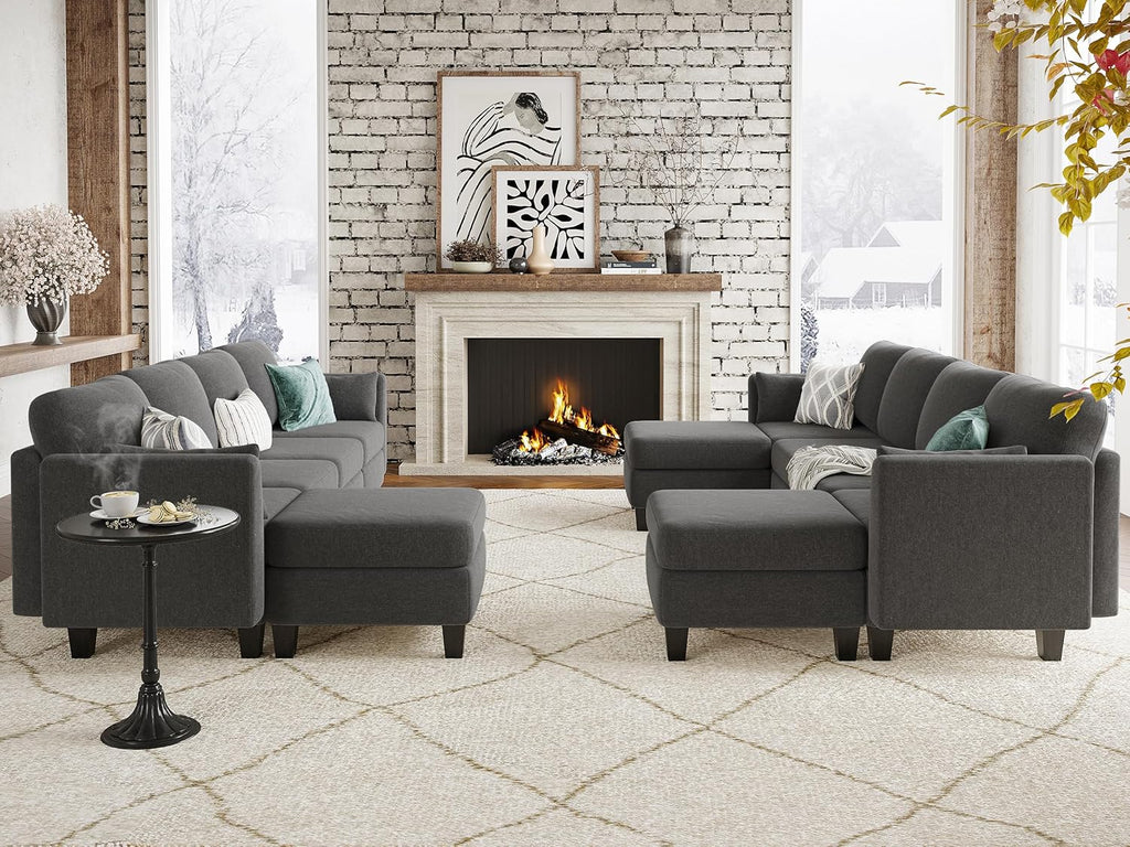 Canapé sectionnel modulable, canapé convertible en U, mousse à mémoire de forme haute densité, canapé sectionnel confortable 6 places