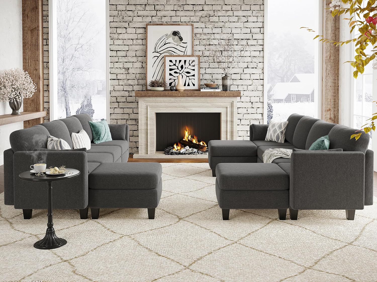 Canapé sectionnel modulable, canapé convertible en U, mousse à mémoire de forme haute densité, canapé sectionnel confortable 6 places