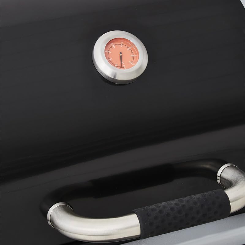 BRASERO - Bi-Energy L Barbecue Houtskoolbarbecue 49 x 42 cm en Gasgrill 48 x 42 cm - 2 Gasbranders - 7,2 kW - Zwart 