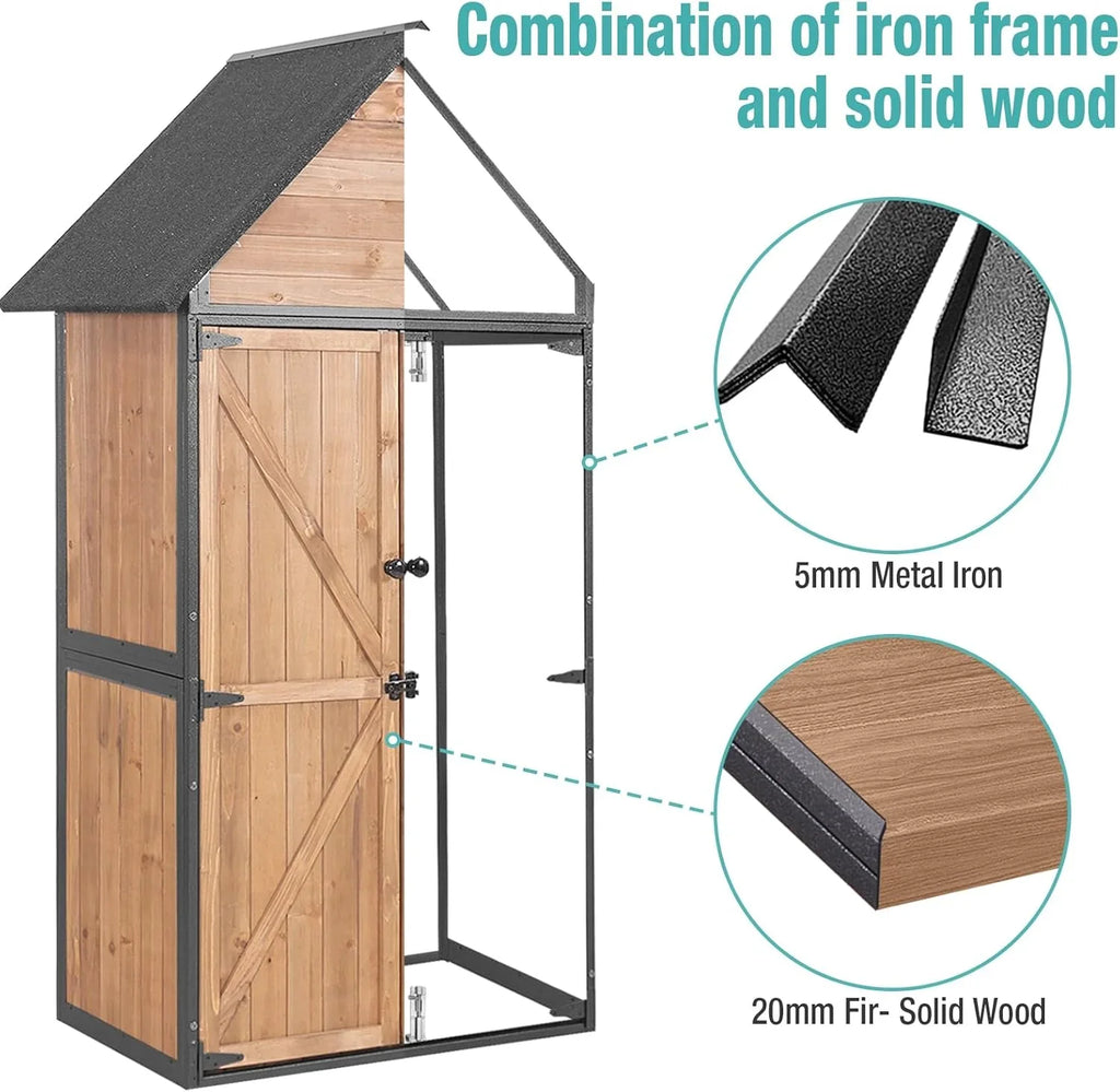 Sheds Outdoor Storage Garden Shed with Metal Frame Structure and Adjustable Shelves Large Capacity Storage Tool Cabinet Box