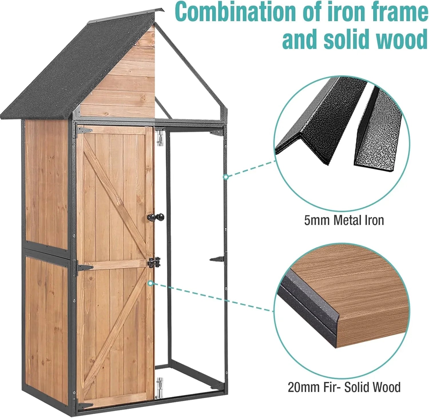 Sheds Outdoor Storage Garden Shed with Metal Frame Structure and Adjustable Shelves Large Capacity Storage Tool Cabinet Box