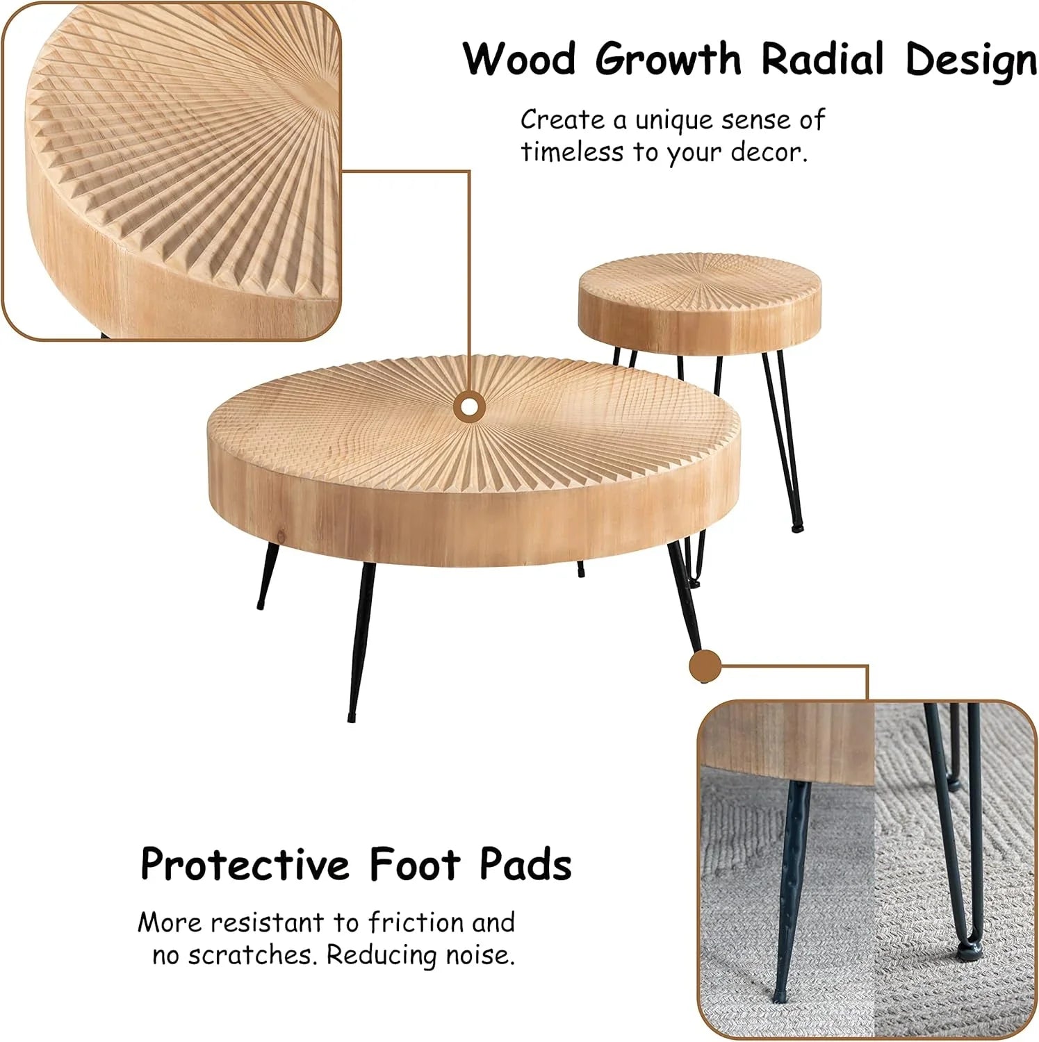 Ensemble de deux tables basses de salon de style ferme moderne