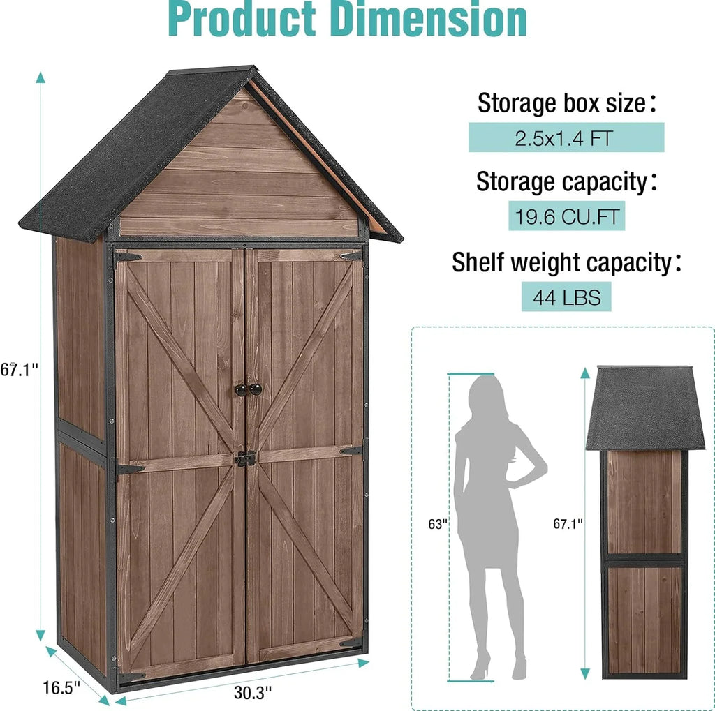 Sheds Outdoor Storage Garden Shed with Metal Frame Structure and Adjustable Shelves Large Capacity Storage Tool Cabinet Box