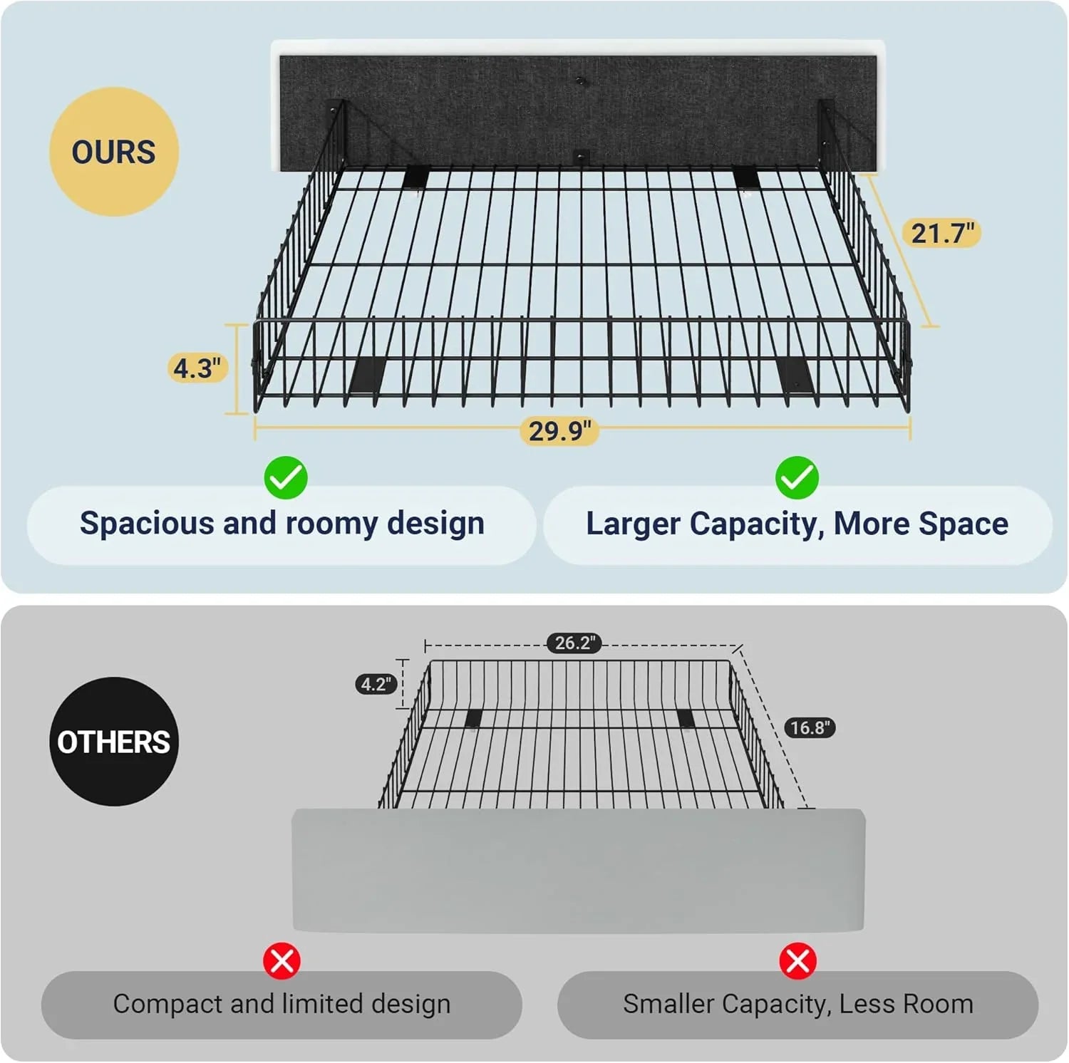Cadre de lit plateforme Allewie rembourré Queen Size avec 4 tiroirs de rangement et tête de lit, capitonné à boutons à coutures carrées, sommier à lattes en bois, pas besoin de sommier.