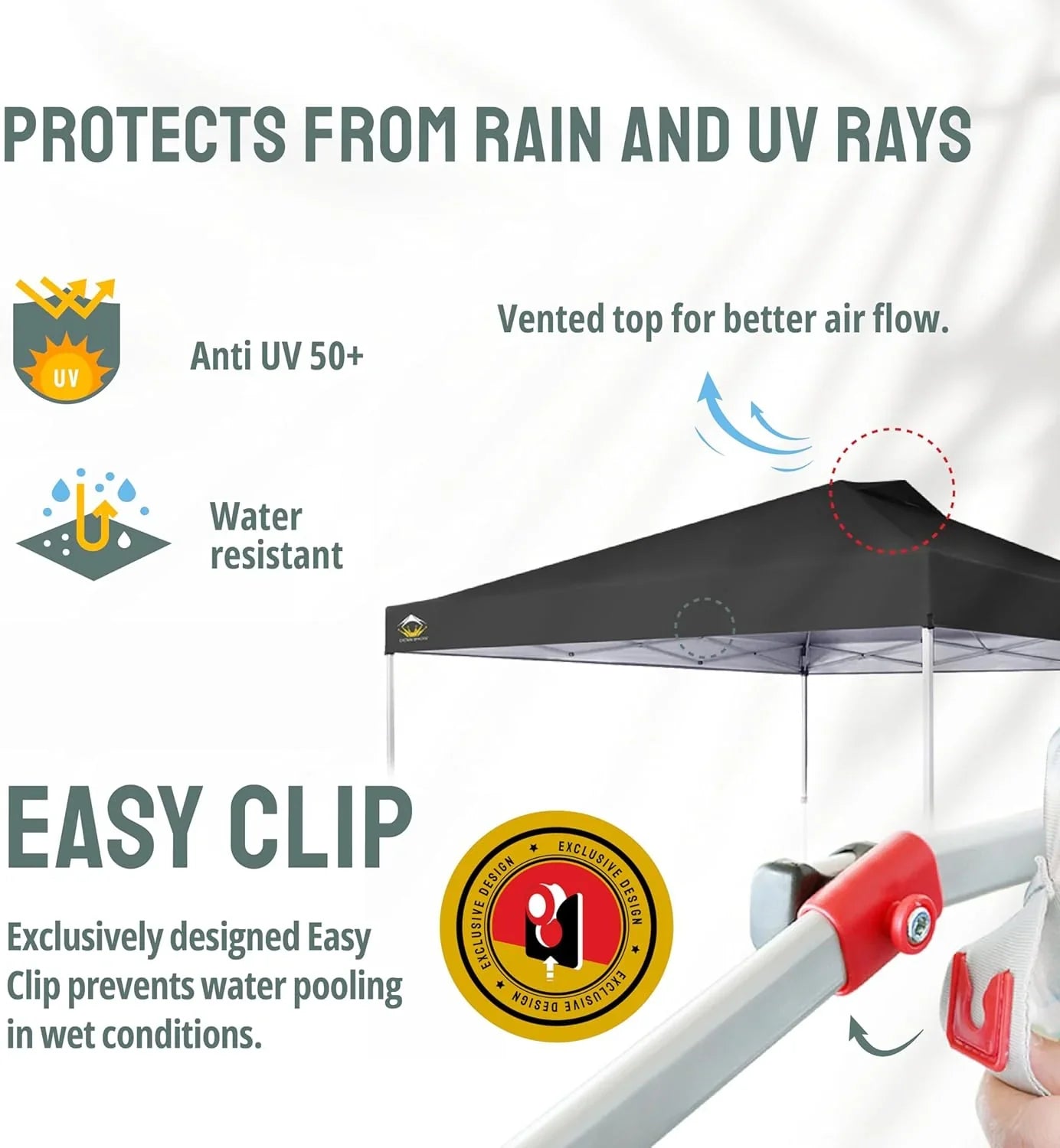 Auvent pop-up 10x10 - Installation en un clic - Tente de plage - Parasol extérieur avec dessus argenté, 3 hauteurs et 4 poches à sable