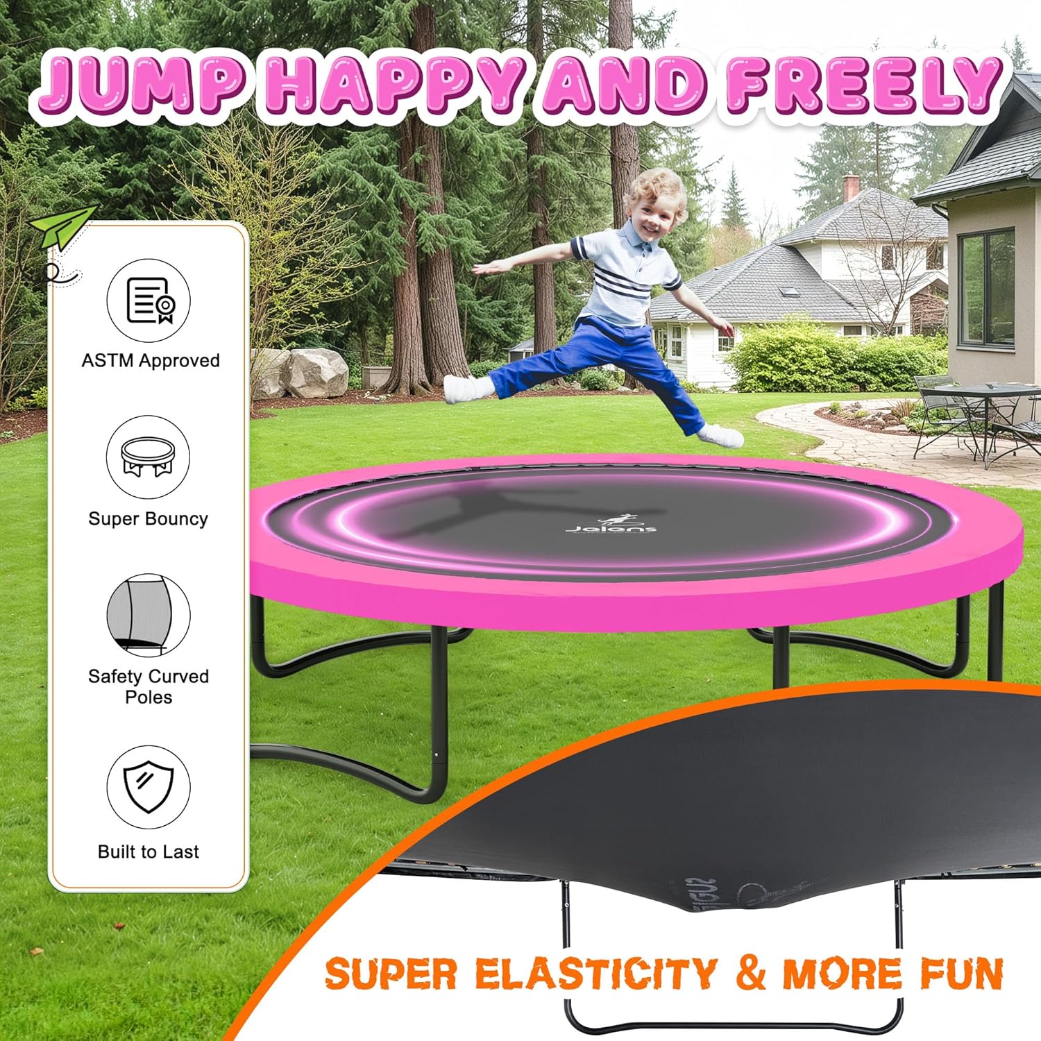 Trampoline Trampoline de loisirs avec filet de clôture et échelle, trampoline d'extérieur antirouille pour enfants et adultes