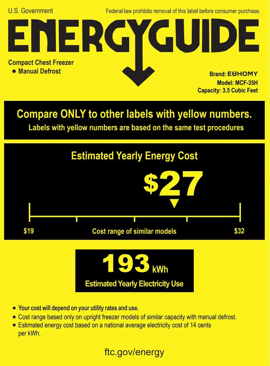 EUHOMY 3.5 Cubic Foot Upright Freezer, Small Deep Freezer, Adjustable 7 Thermostats, Quiet Mini Freezer, Freestanding Top Door
