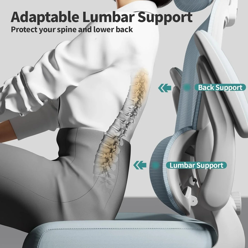 Chaise de bureau ergonomique, chaise de bureau en maille avec roulettes, capacité de charge de 150 kg, chaise de jeu confortable, dossier haut