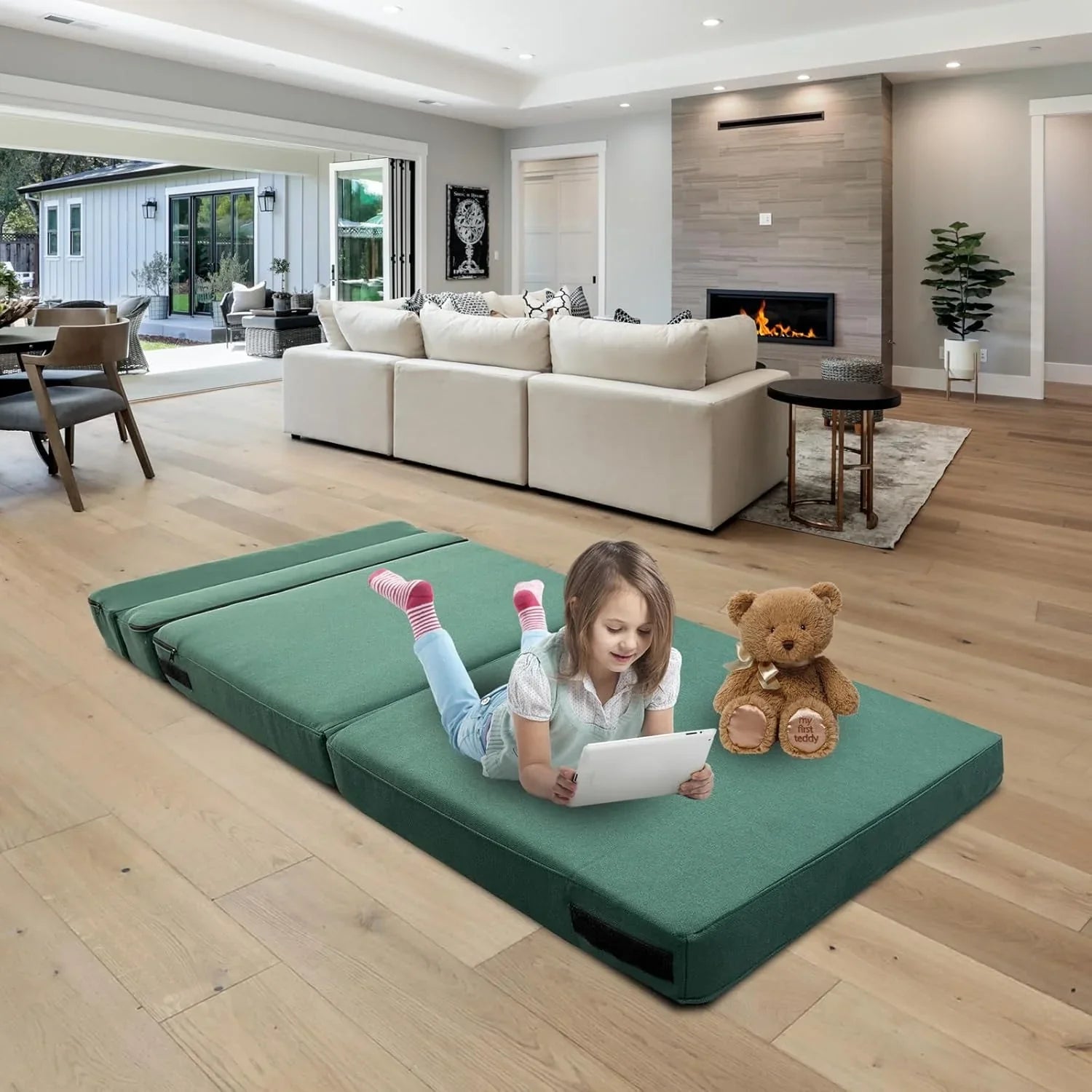 Canapé-lit gigogne de 60 pouces, canapé en mousse à mémoire de forme avec 2 oreillers, lit futon, lit d'appoint et canapé-lit,