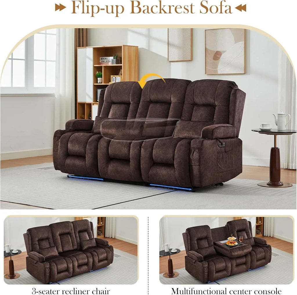 Canapé inclinable électrique TUNYI avec fonctions massage et chauffage, siège home cinéma avec console, canapé inclinable électrique pour camping-car