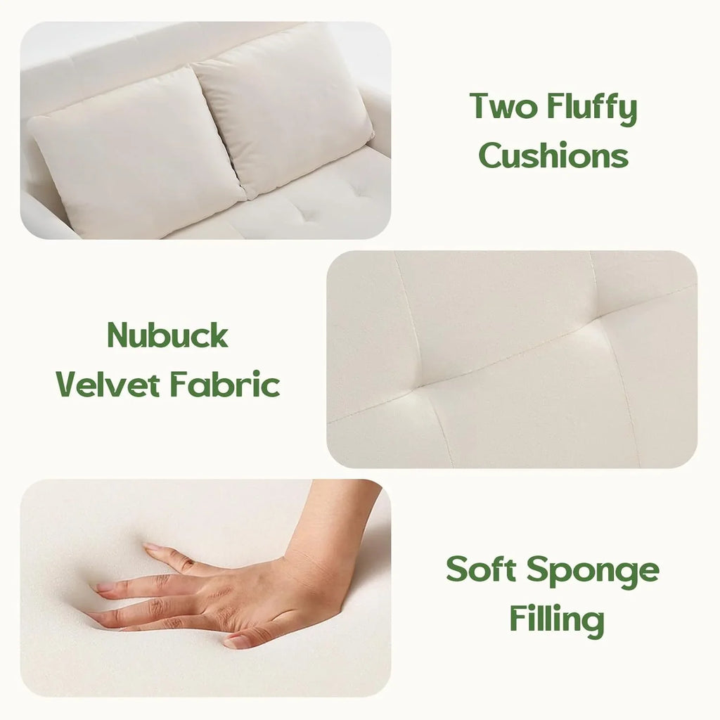 Canapé-lit convertible 3 en 1, convertible, gigogne, petit canapé causeuse, futon, pleine grandeur, causeuse en velours de 117 cm