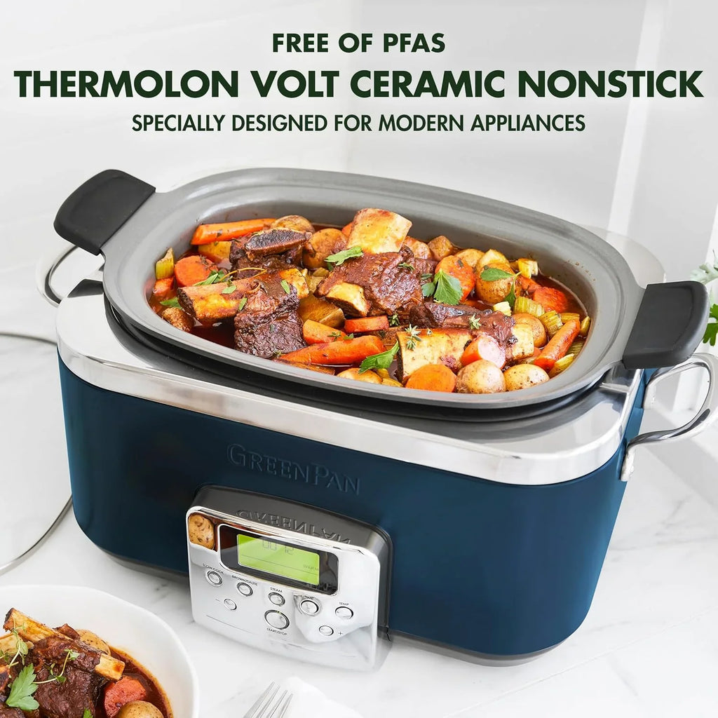 Mijoteuse électrique programmable 8 en 1 de 6 litres avec couvercle lavable au lave-vaisselle et base amovible