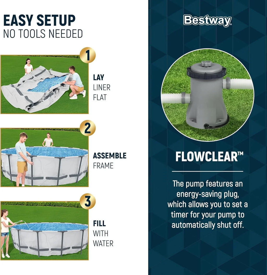 Kit de piscine hors sol extérieure à cadre métallique rond Steel Pro MAX 10' x 30'