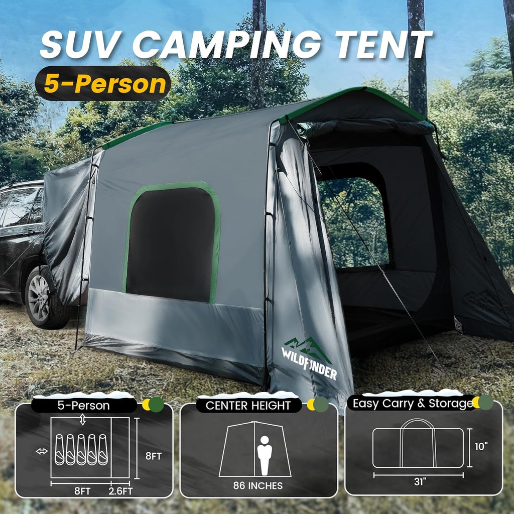 Tente SUV rectangulaire pour 5 à 9 personnes, idéale pour le camping en voiture, idéale pour la famille, imperméable et coupe-vent. Grande tente de camping.