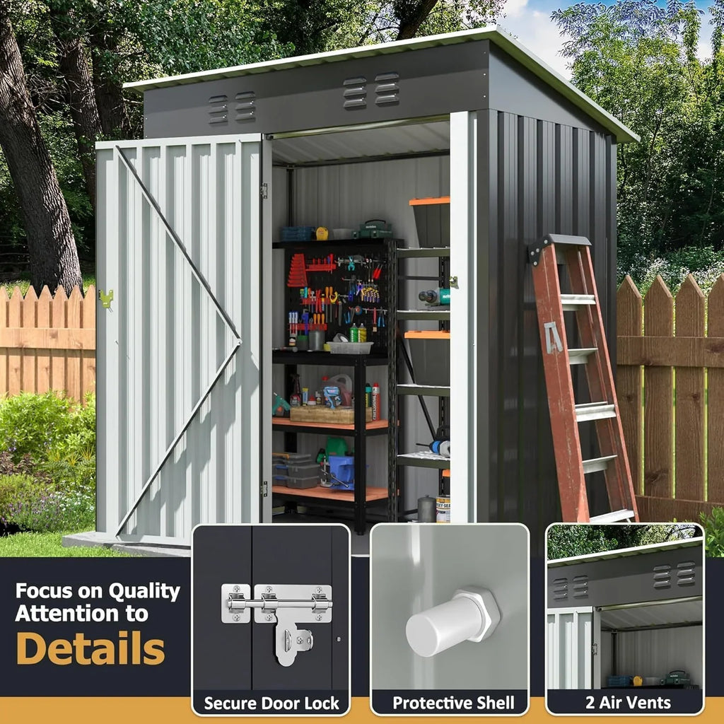 Abri de jardin extérieur Polar-Aurora 8 x 12 pi, abri de jardin en métal avec cadre amélioré