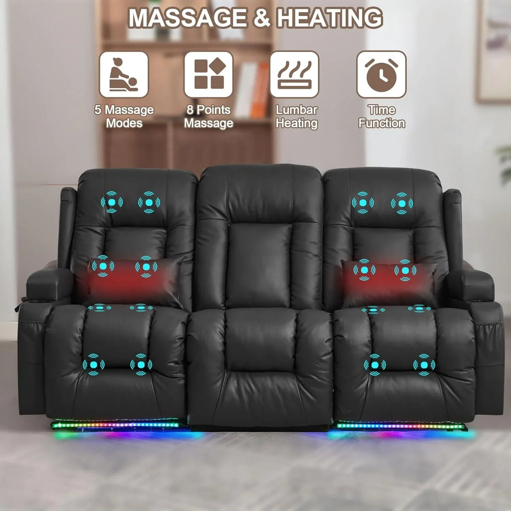 Canapé inclinable électrique TUNYI avec fonctions massage et chauffage, siège home cinéma avec console, canapé inclinable électrique pour camping-car