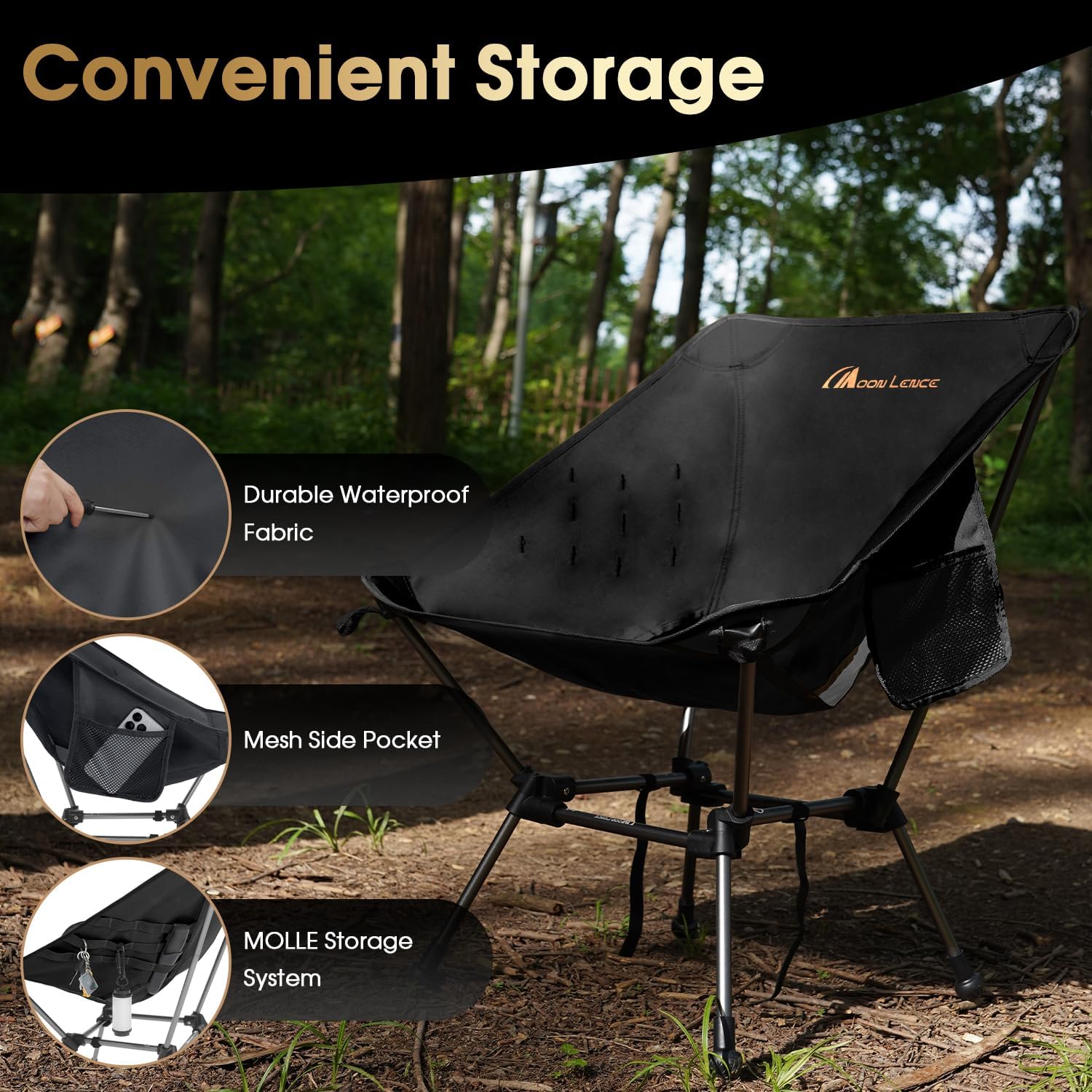 Chaise de camping portable et chaise pliante pour la randonnée et la randonnée