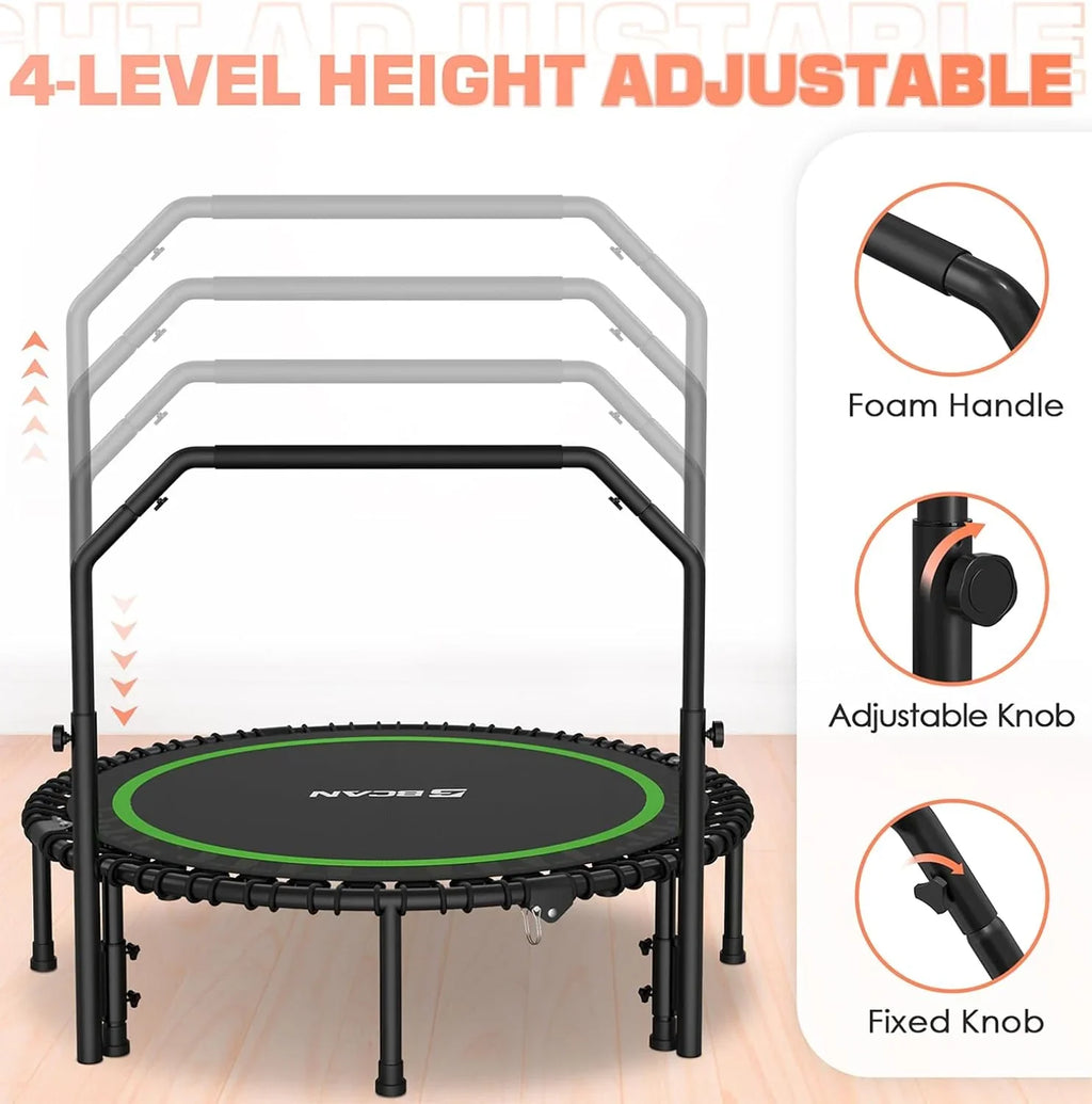 Mini-trampoline pliable BCAN 450/550 lb, trampoline de fitness 40"/48" stable et silencieux